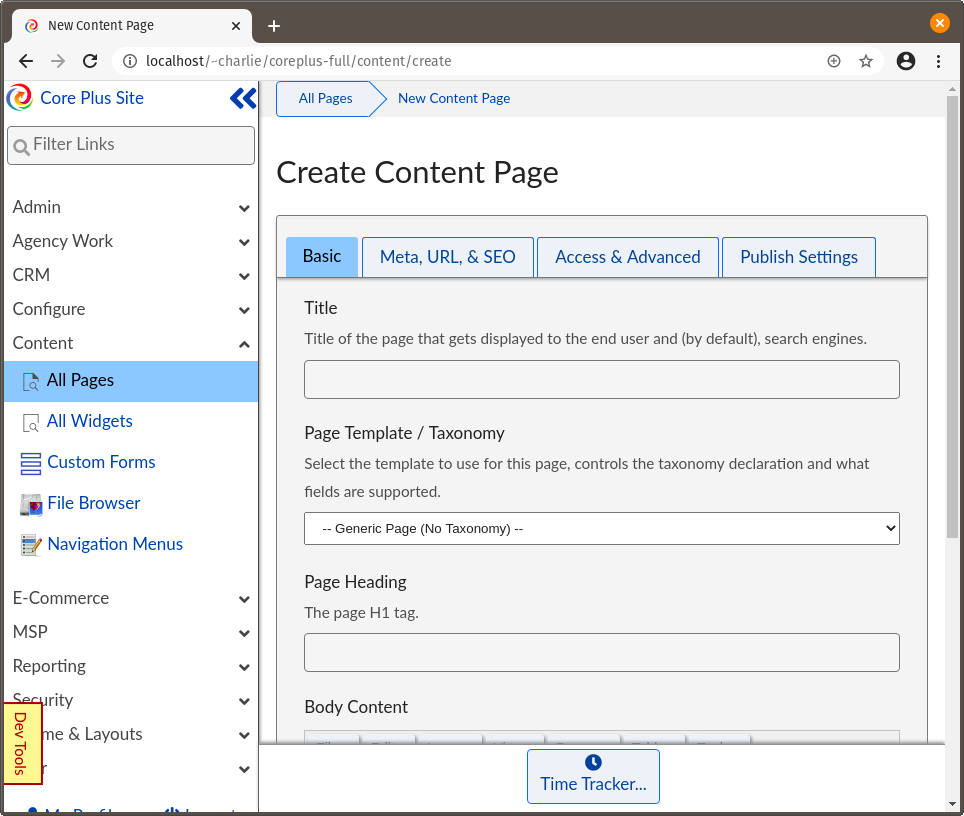 create new page view